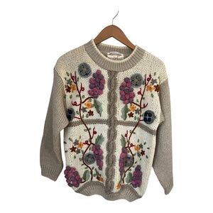 Vintage Fruit Grandmacore Knit Sweater Small
